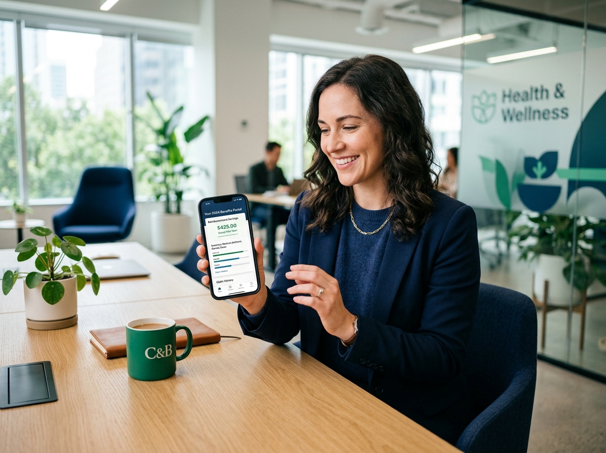 Employee checking Garner HRA savings on phone